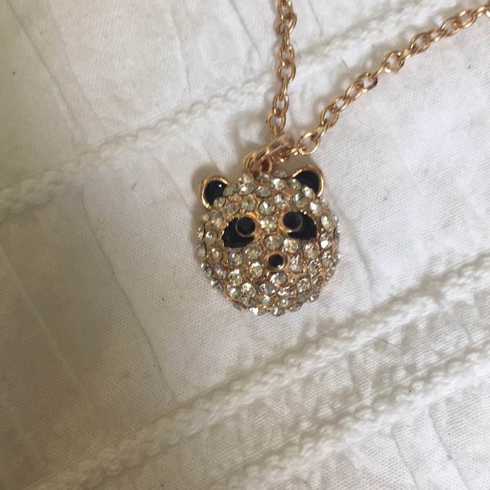 Panda Head Necklace with Gold Chain.
